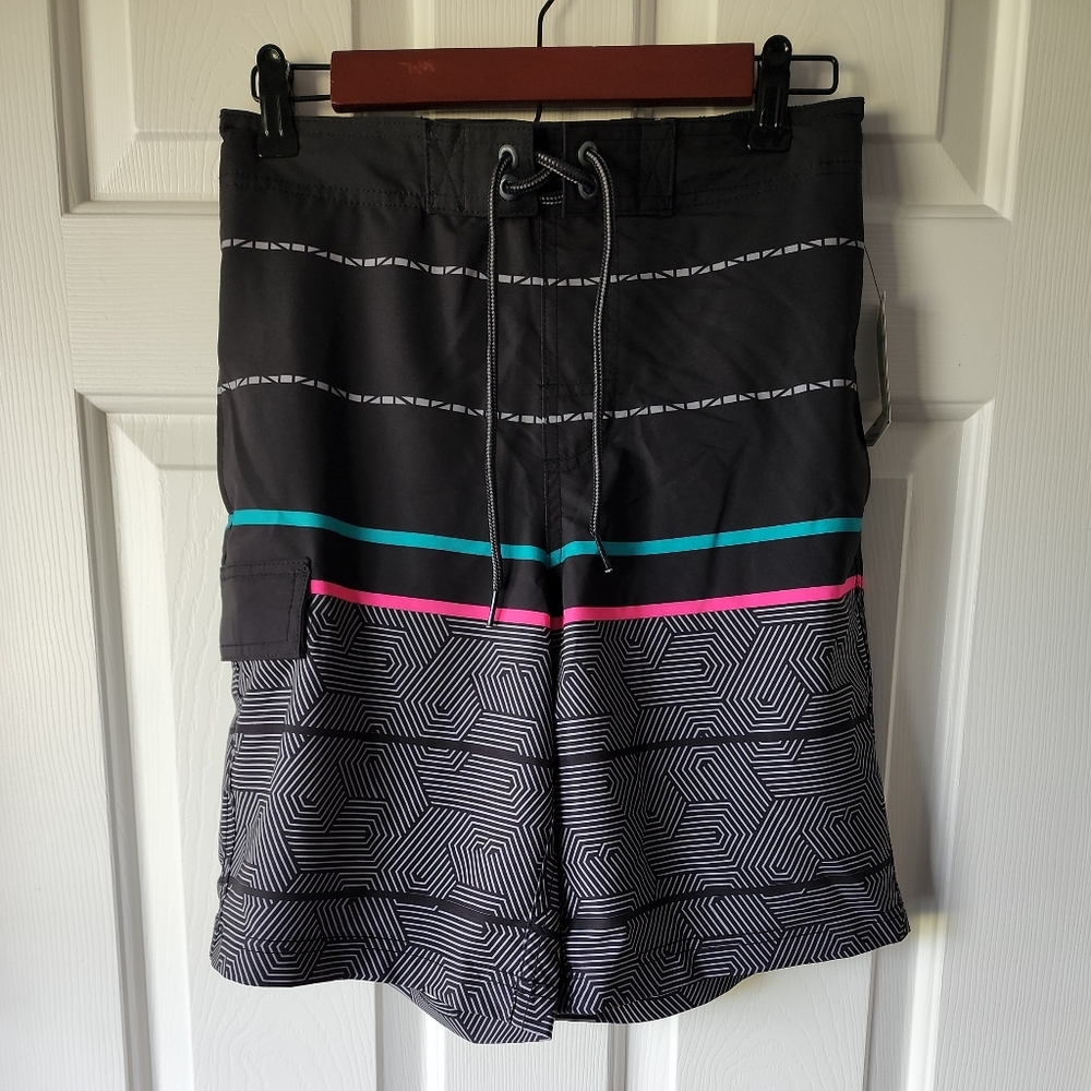 George Men's Swim Trunks Small 28/30 Black Drawstring Beach